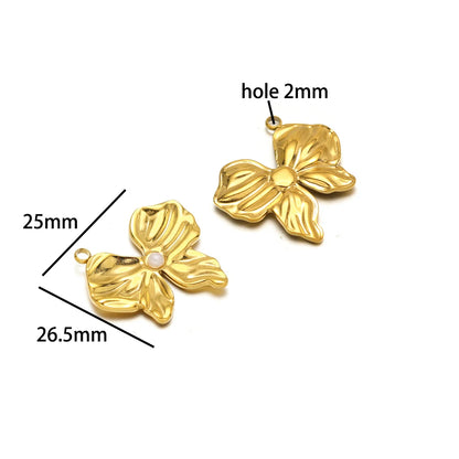 Hot Sale Fashion 18k Gold Plated Stainless Steel Pearl Flower Irregular Shape Charm Pendant for DIY Necklace Jewelry Making