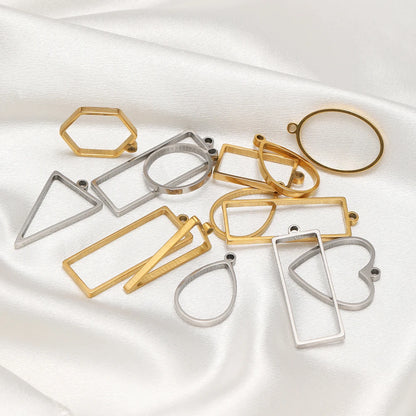 304 Stainless Steel 18k Gold Plated Rhombus Heart Moon Square Charm Pendant for DIY Handmade Necklace Jewelry Making