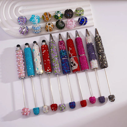 Beadable Ballpoint Pens with Half-Shell & Small White Pearls for DIY Pen Making & Gift Craft