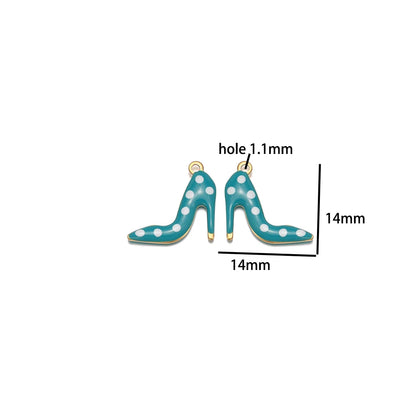 Candy Color Pendant Stainless Steel 18k Gold Plated Oil Drop High Heel Shoes Shape Charm Pendant for Jewelry Necklace Making