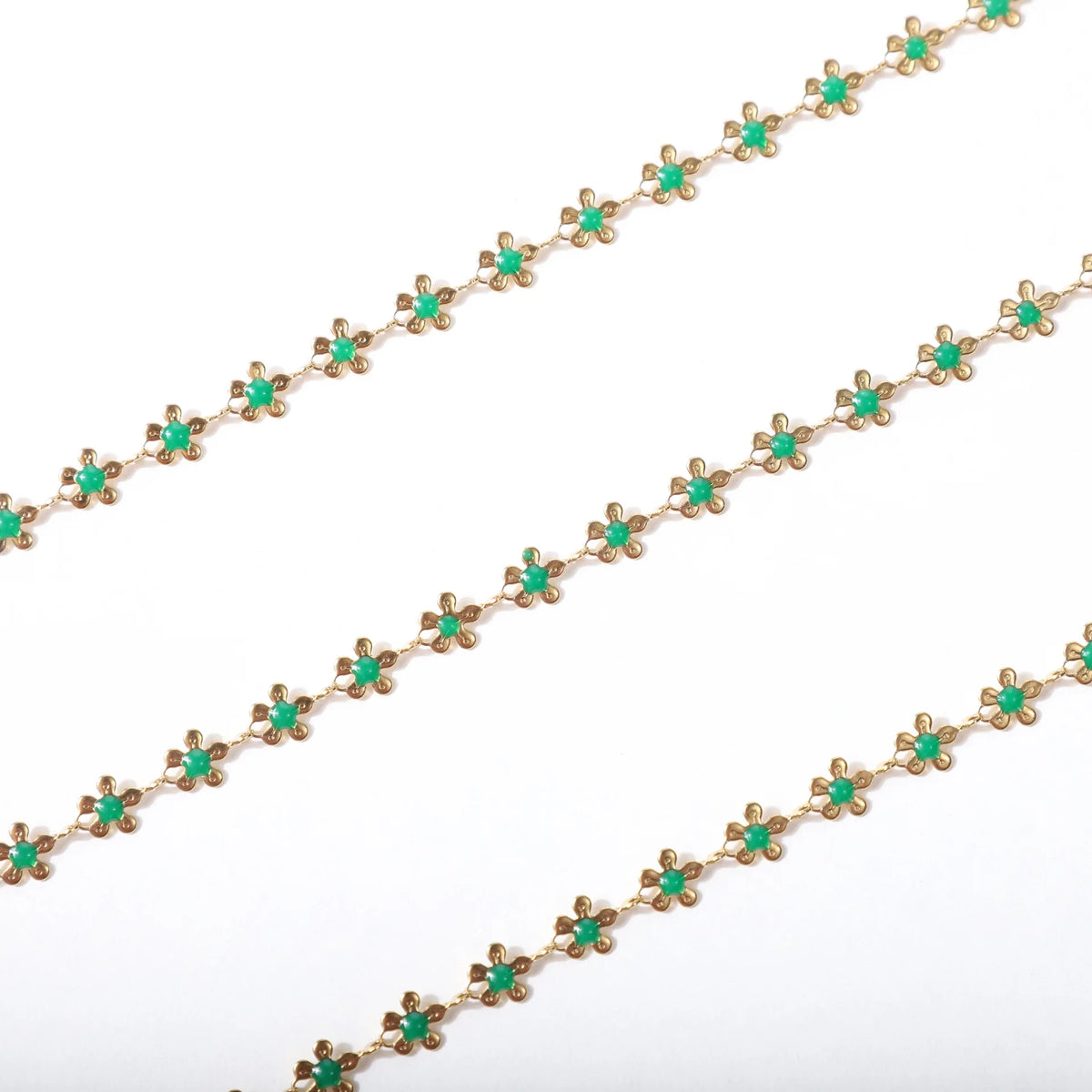 A1918 Colorful Unique Enamel Stainless Steel Chain Flower Rosary Chain for Necklace Bracelet Bulk Chain Diy Findings