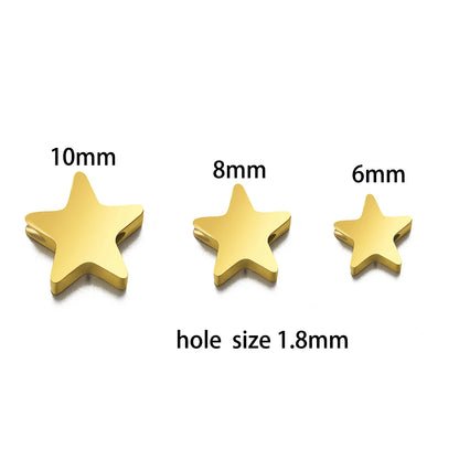 Europe Popular Pendants Stainless Steel Gold Plated Horizontal Vertical Hole Heart Star Charm Pendant for Necklace Making