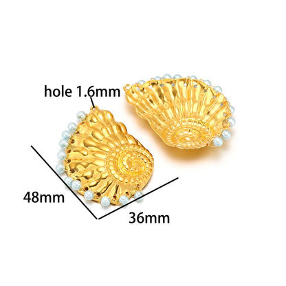 New Arrival 18k Gold Plated Stainless Steel Pearl Conch Seashell Charm Pendant for Diy Necklace Jewelry Making Accessories