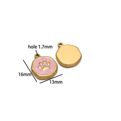 Factory DIY Charm 18k Gold Plated Stainless Steel Enamel Cross Dog Paw Pendant for Women Necklace Jewelry Making