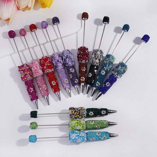 Beadable Ballpoint Pens with Butterfly Rose Pearls & Rhinestones Full Cover for DIY Gift Pens