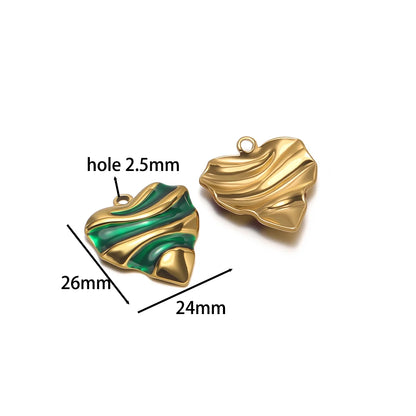 Vintage Exquisite Stainless Steel 18k Gold Plated 26*24mm Enamel Heart Charm Pendant for Diy Jewelry Making Wholesale