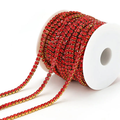 E369 2MM Colorful Rhinestones Chain Colored Bottom and Stones Glass Rhinestones Trimming Crystal Cup Stainless Steel Chain