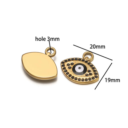 Fashion Stainless Steel 18k Gold Plated Enamel  Zircon Eyes Charm Pendant for Necklace Bracelet Jewelry Making Wholesale