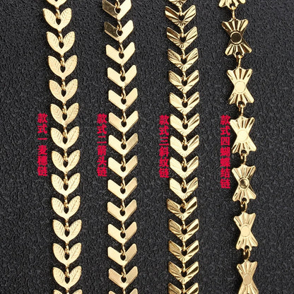 B337 Gold Plating Aircraft butterfly Wheat Ear Chain Leaf Arrow Stainless Steel Necklace Chain Jewelry Accessory