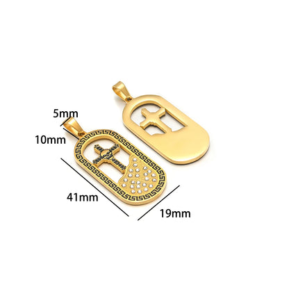 Unisex Stainless Steel Gold Plated Zircon Enamel Square Cross Charm Pendant for DIY Jewelry Making Wholesale