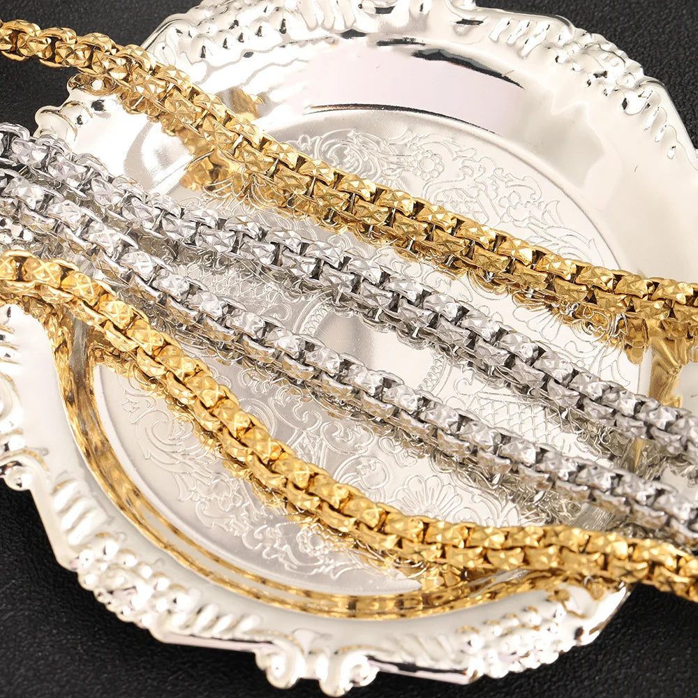 D342 Fashion Stainless Steel Chain Bulk Roll Box Chain for Necklace Bracelet Jewelry Diy
