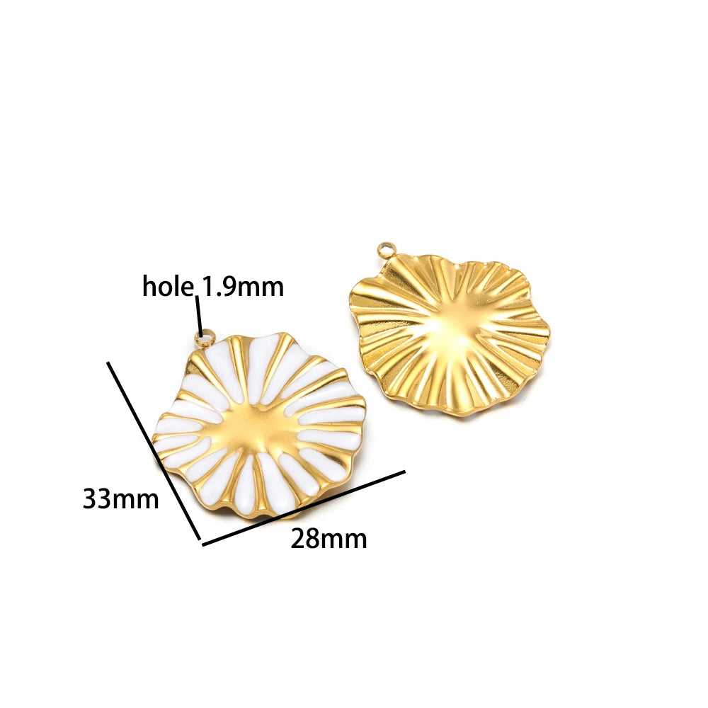 Vintage Style Stainless Steel 18k Gold Plated Enamel Star Round Charm Pendant for Jewelry Necklace Making Accessories