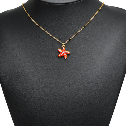 High Quality Jinrou 18K Gold Plated Stainless Steel Enamel Starfish Shape Pendant for Necklace and Earrings Jewelry Making