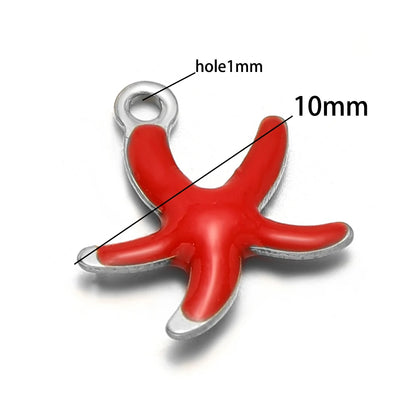 New Trendy Stainless Steel 18k Gold Plated Enamel 10mm Starfish Charm Pendant for DIY Jewelry Making Accessories Findings