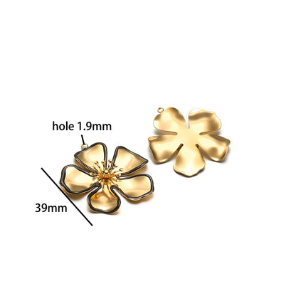 New Fashion Stainless Steel 18k Gold Plated Enamel Flower Conch Starfish Charm Pendant for Jewelry Necklace Making
