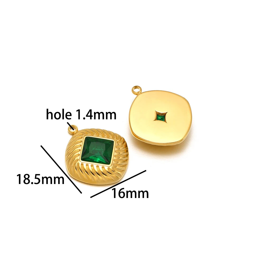 Wholesale 18k Gold Plated Stainless Steel Drip-oil Heart Coconut Tree Square Conch Charm Pendant for Women Jewelry Making