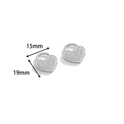 Popular Stainless Steel Gold Plated Charm Love Lock Bear Heart  Charm Pendant for DIY Jewelry Necklace Making