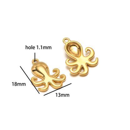 Hot Sale 18k Gold Plated Stainless Steel Enamel Crab Starfish Turtle Octopus Shell Charm Pendant for DIY Necklace Jewelry Making