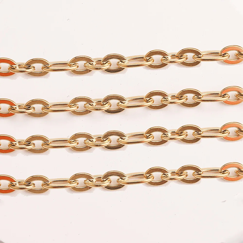 E069 0.25mm Thin Simple Chain Fashion Plated Gold Stainless Steel Cross Bulk Chain Jewelry Custom
