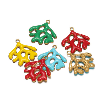 New Fashion Stainless Steel 18k Gold Plated Oil Drop Coral Charm Pendant for Jewelry Necklace Making Accessories