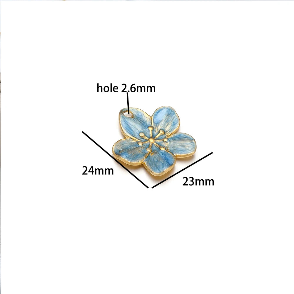 Wholesale DIY Jewelry Finding Stainless Steel 18k Gold Plated Multi Colore Flower Charm Pendants for  Jewelry Necklace Making