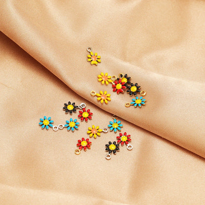 High Quality 304 Stainless Steel 18k Gold Plated Enamel Flower Charms Pendant for Jewelry Necklace Making
