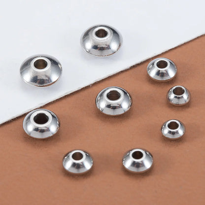 A1861 Hot 18k Gold Silver Stainless Steel Charm Rondelle Necklace Bracelet Making Charm Spacer Beads for Diy Jewelry