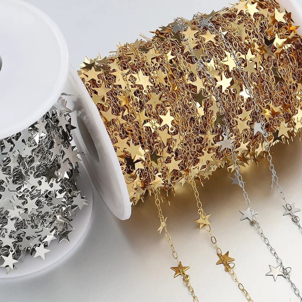B2592 Tarnish FREE Gold Plating Chain Star Pendant Thin Chain Stainless Steel Chain Jewelry for Diy