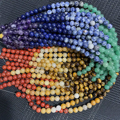 Wholesale Natural Stone Beads Amethyst Citrine Rose Quartz Crystal Gemstone Bead for DIY Jewelry Making 4 6 8 10 12 MM, 38CM