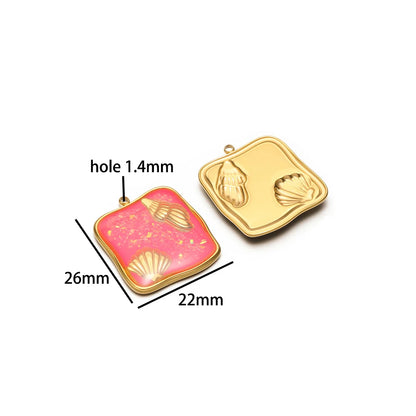 Exquisite Stainless Steel 18k Gold Plated Enamel Sea Turtle Sea Horse Charm Pendant for Jewelry Necklace Making