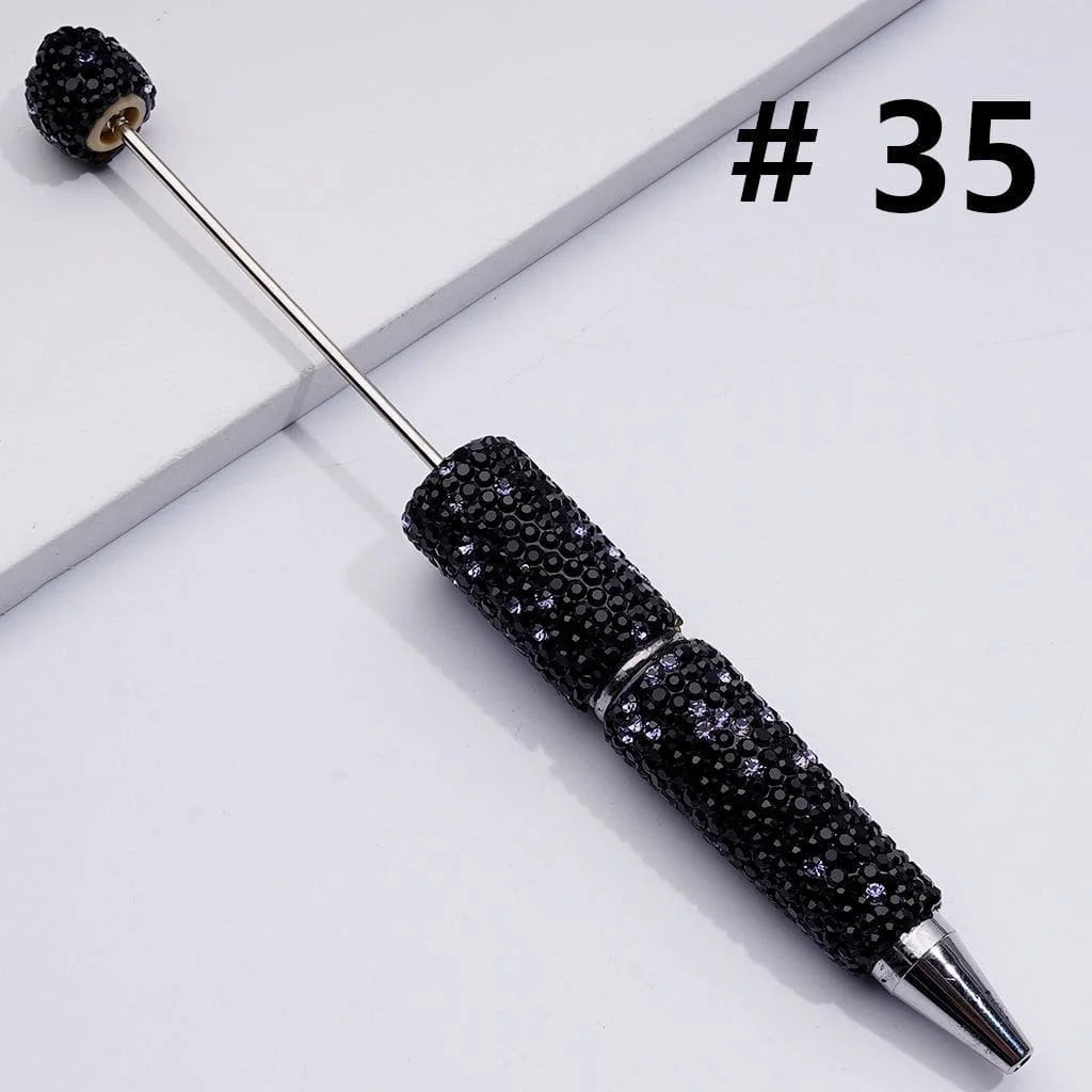Full Rhinestone Beadable Clay Ballpoint Pens - DIY Beaded Plastic Pen for School Office Gift