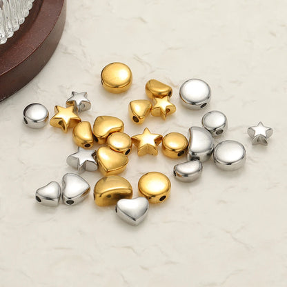 Diy Love Heart Charms Stainless Steel18k Gold Plated Moon Star Through Hole Charms Pendant for DIY Jewelry Necklace Making