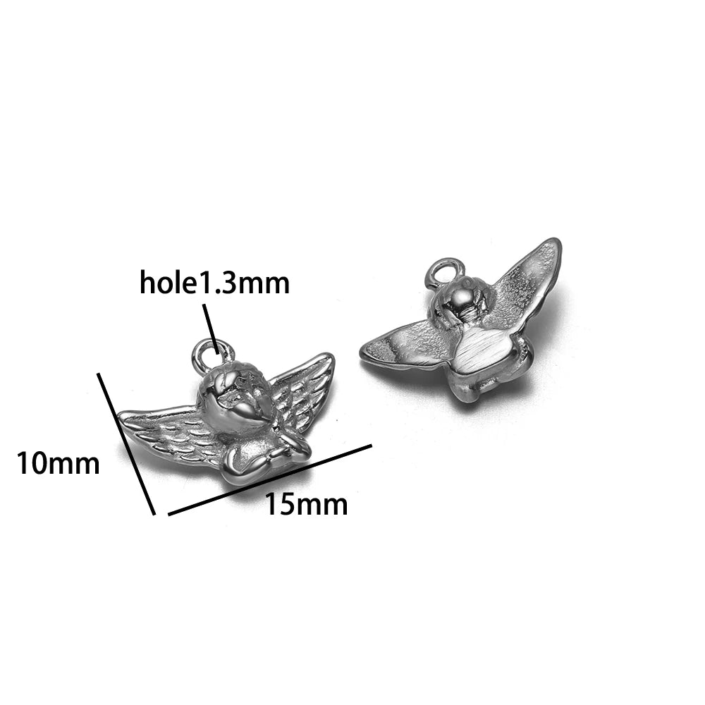 Non Tarnish Guardian Cherub Cupid Pendant 18k Gold Plated Stainless Steel Angel Charm Pendant for DIY Necklace Jewelry Making