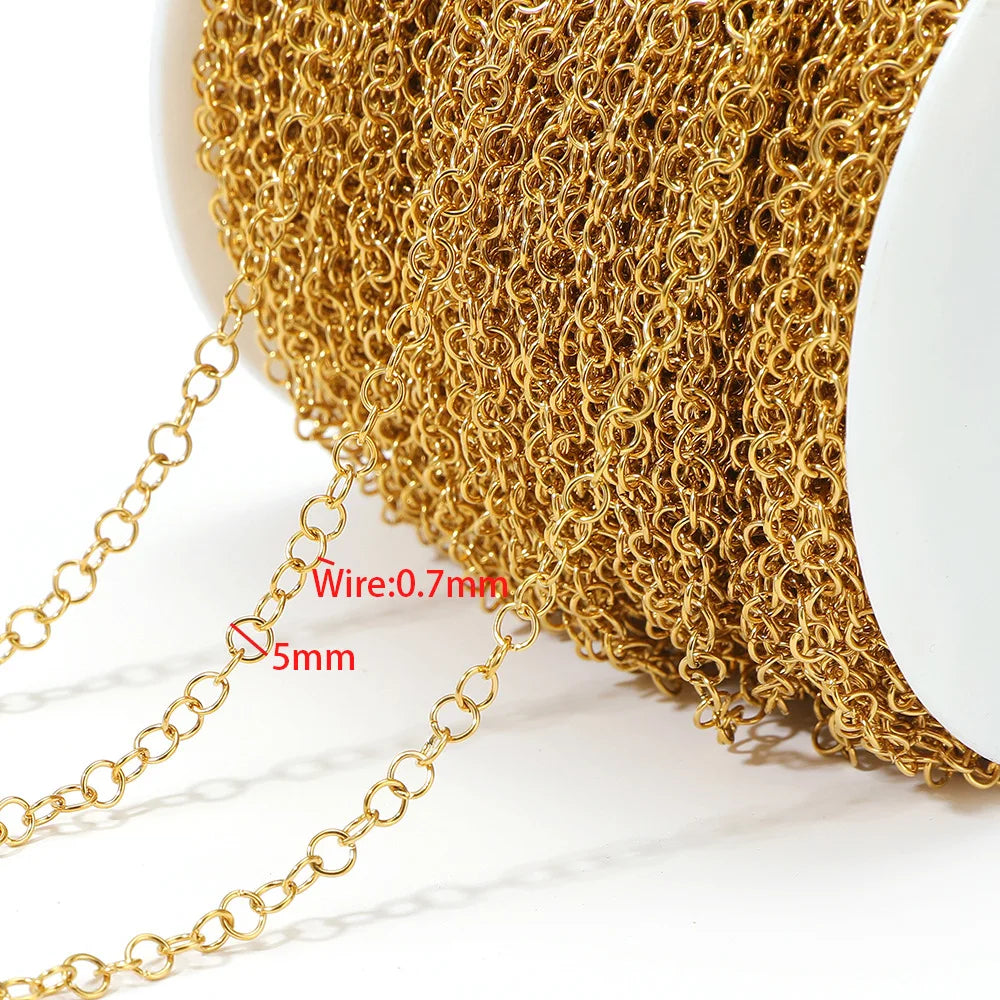 E612  Fashion Stainless Steel Roller Chain Cross Chain Extended O Chain for Jewelry Making