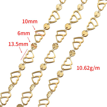 A1868 Hot Hollow Double Heart Chain 18k Gold Plated Stainless Steel Chain for Jewelry Making Diy