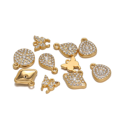 Vintage Stainless Steel 18k Gold Plated Zircon butterfly Heart Eye Charm Pendant for Jewelry Making Wholesale