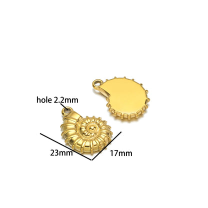 Fashion Trend  18k Gold Plated Stainless Steel Sun Star Heart Conch Charm Pendant for DIY Necklace Jewelry Making Accessories