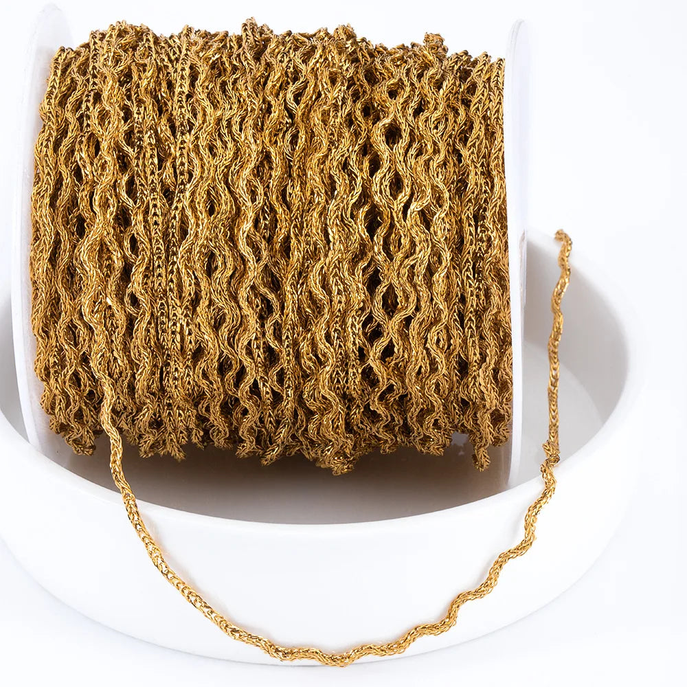 E681 New Rope Wave Gold Plated Stainless Steel Jewelry Chain 18K Non-Tarnish for Necklace Making Fashionable