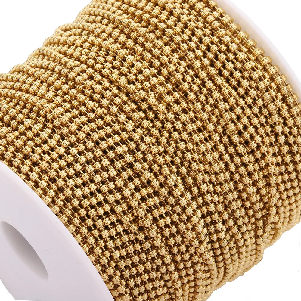 B4591 No Fade Roller Gold Plated Chain Vacuum Stainless Steel Chain Ball Beads Chain for Jewelry Diy 2.5mm