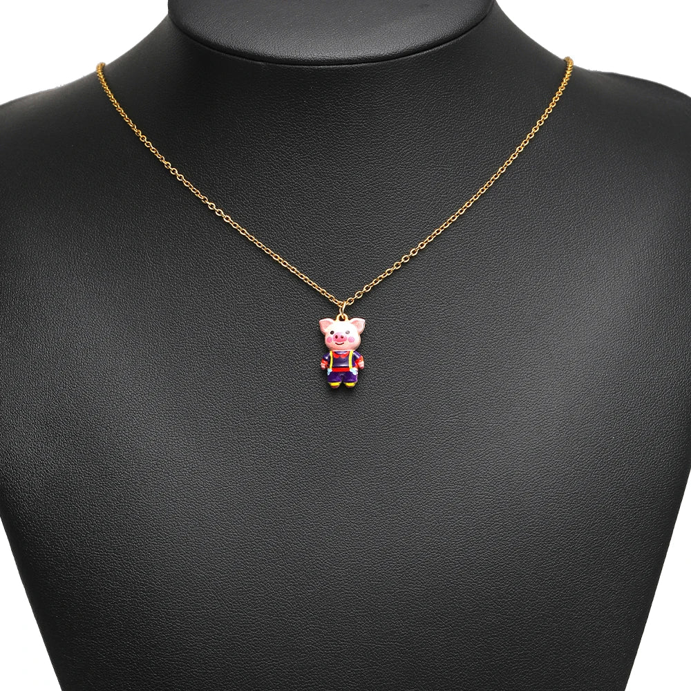 Gold Plated Pig Charm, Single-sided Color Enamel Pendant  Cute Animal DIY Jewelry Making Supplies for Necklace/Bracelet