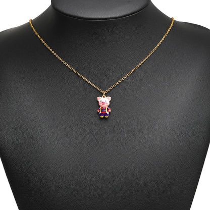 Gold Plated Pig Charm, Single-sided Color Enamel Pendant  Cute Animal DIY Jewelry Making Supplies for Necklace/Bracelet