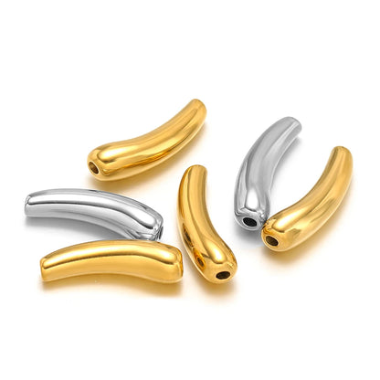 Polished 18k Gold Plated Stainless Steel Irregular Eggplant Charm Beads Pendant for DIY Jewelry Making Accessories