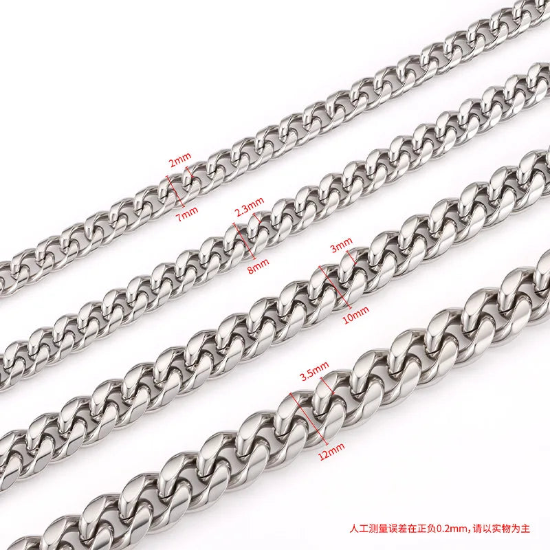 D400 No Tarnish Stainless Steel Jewelry Chain Diy Necklace Bracelet Cuban Thick Chain Hip Hop Accessories