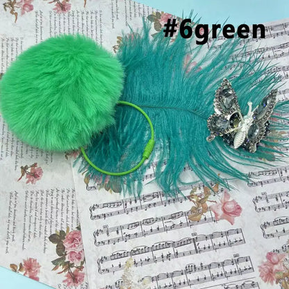 80mm Fluffy Pom Pom Balls with Elastic Loop & Keychain Ring for DIY Crafts Bulk