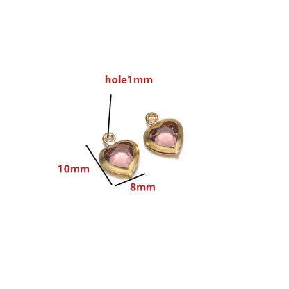 Gold Plated Heart Charms with Colored Glass DIY Jewelry Making Pendant Accessories Wholesale