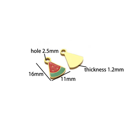Cute Stainless Steel 18K Gold Plated Enamel Banana Cherry Butterfly Watermelon Charm Pendant for Jewelry Earring Necklace Making