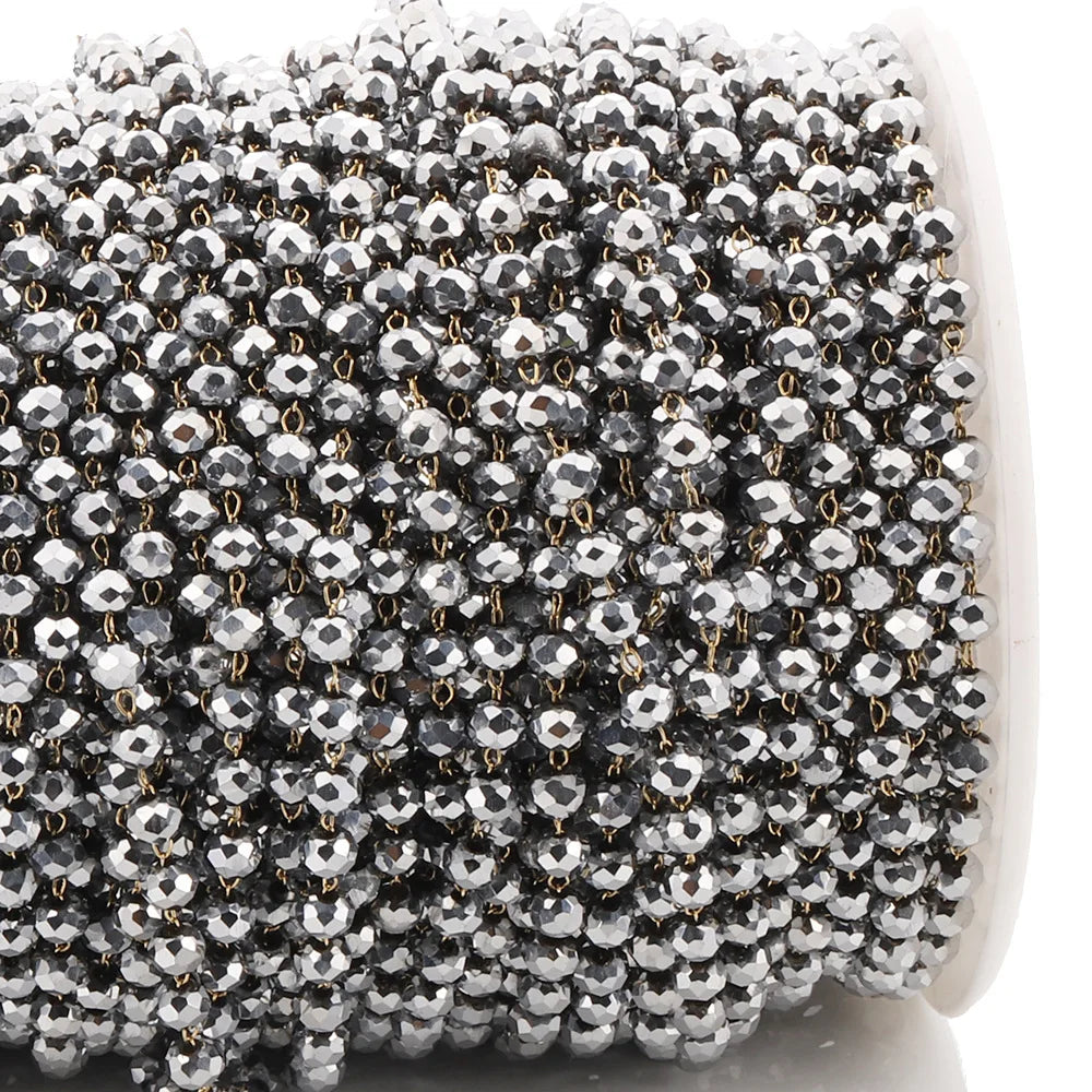 E234 3.5mm Width Gold Plated Chain Waterproof Stainless Steel Beaded Chains for Jewelry Custom Diy