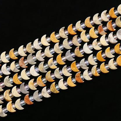 Wholesale Flat Moon Shaped Quartz Gemstone Beads, Amethyst Lapis Lauzli 4x6mm 5x8mm Stone Beads for DIY Jewelry Making, 38CM
