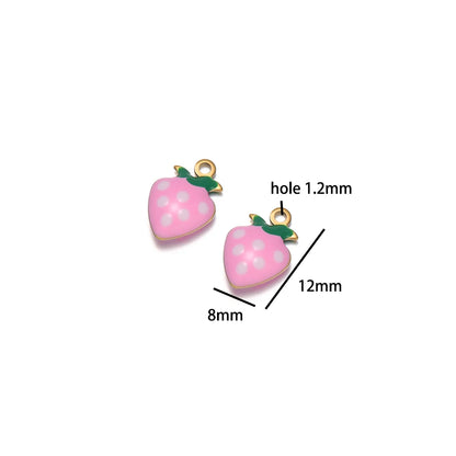 Trendy New Wholesale Stainless Steel 18k Gold Plated Enamel Strawberry Charm Pendant for Jewelry Necklace Making