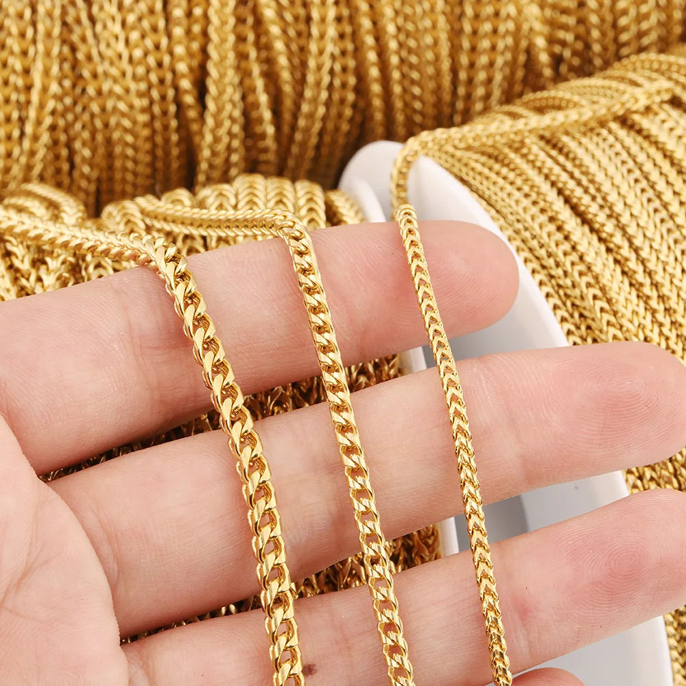 E248 Hip Hop Men Necklace Bracelet Chain No Tarnish Stainless Steel Silver Gold Cuban Chains for Diy